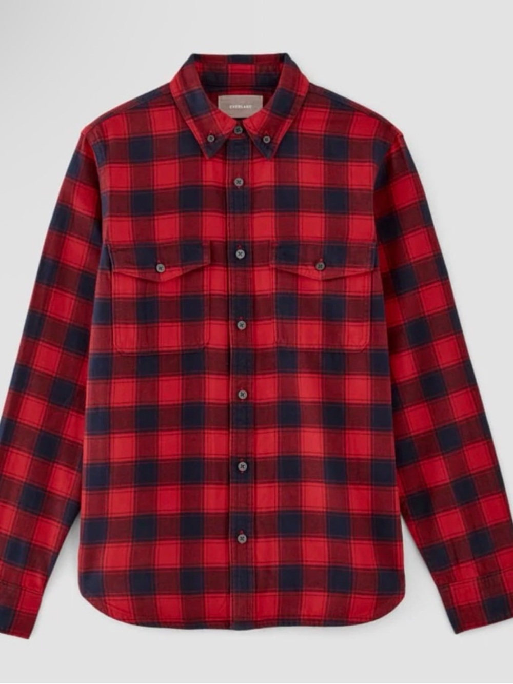 Everlane Red and Navy Plaid Button-Up Shirt